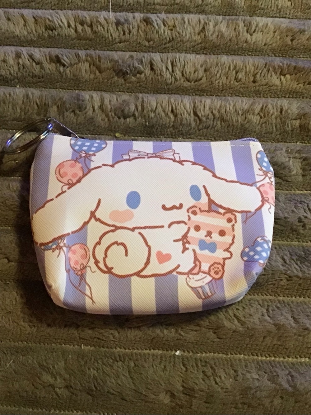 Sanrio Cinnamoroll Stripe Plush Coin Pouch - Blue, Pink & Cream